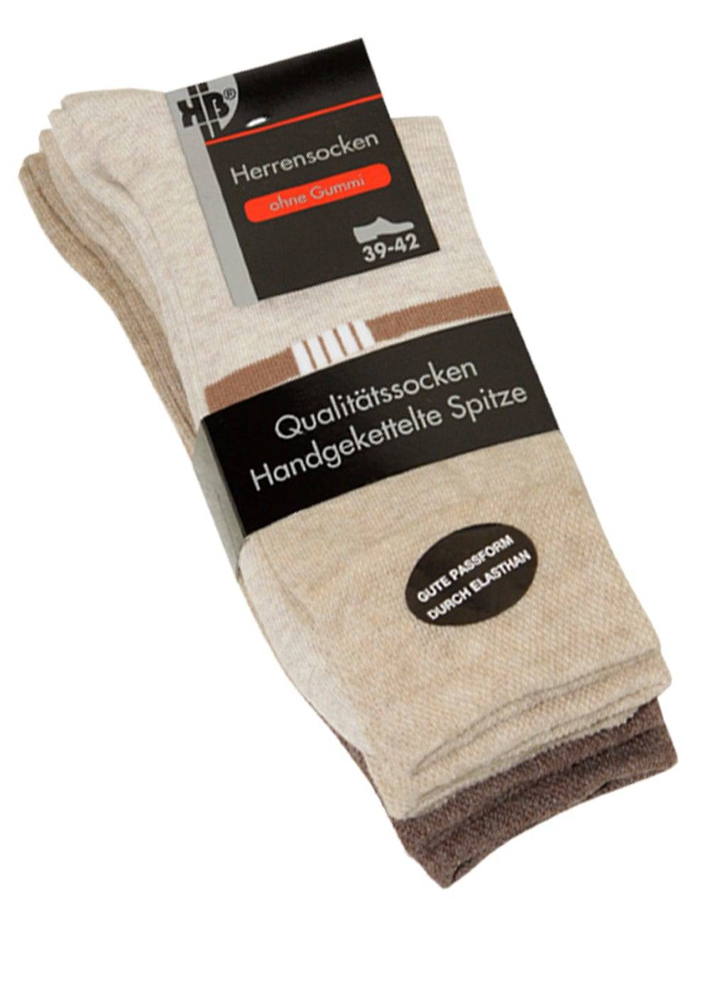 KB Socken Herrensocken Beige mit dezentem Motiv - 3 Paar Vierteljährliche Förderung