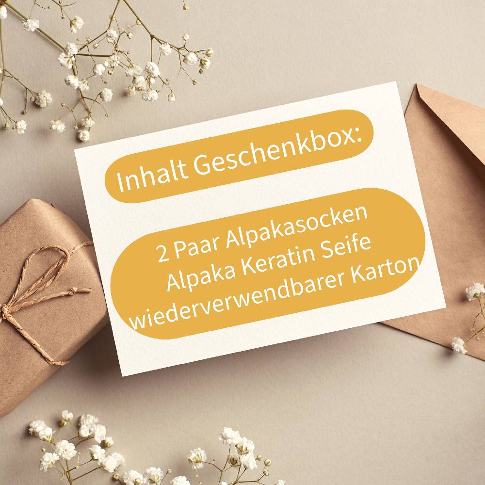 KB Socken Geschenkbox direkt zum Verschenken - Alpaka Socken und Alpaka Seife Zeitbegrenzte Promotion