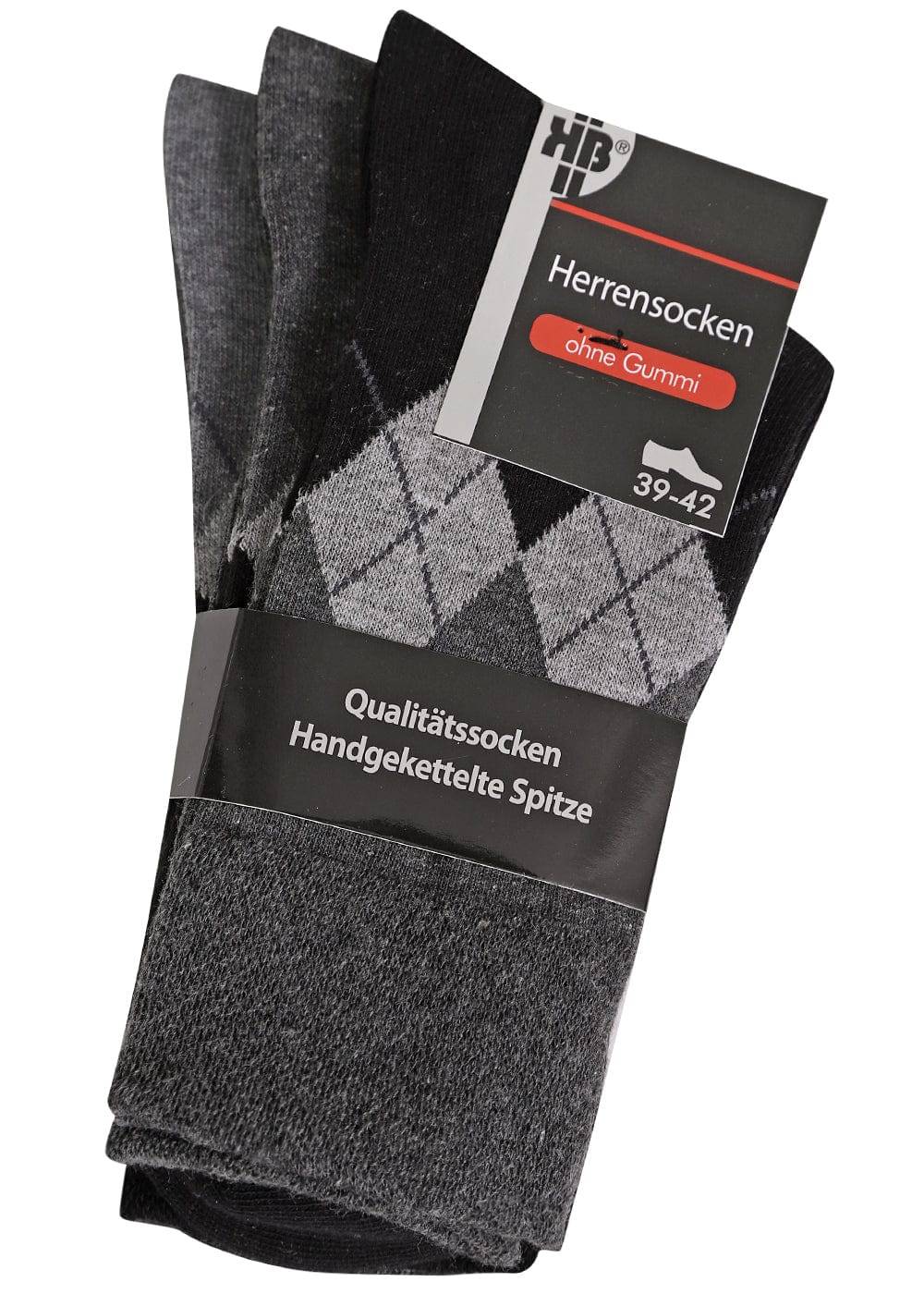 KB Socken Herrensocken mit Rombenmotiv Grau - 3 Paar Begrenzt auf 3 Tage