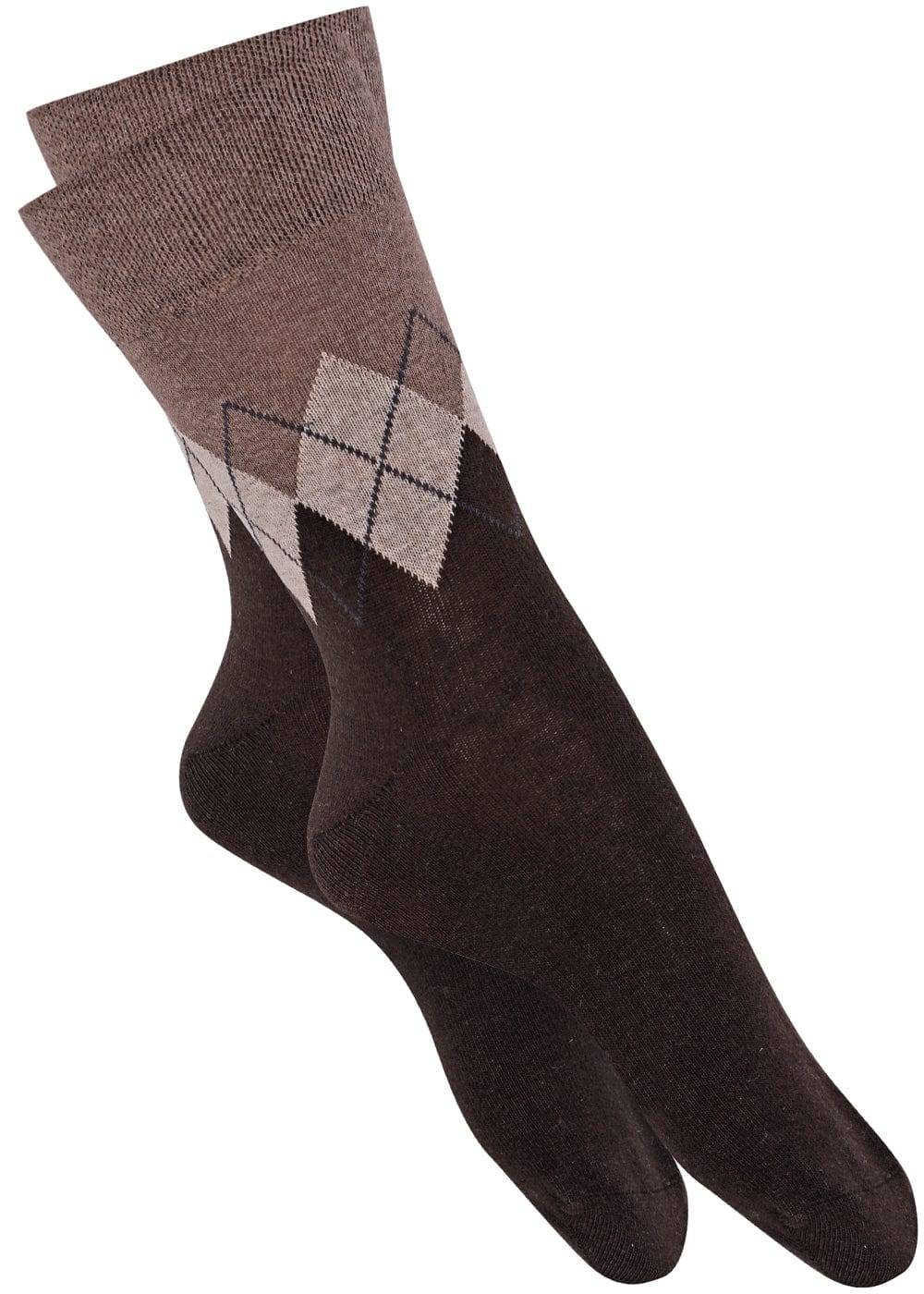 KB Socken Herrensocken mit Rombenmotiv Braun - 3 Paar Speichern exportieren