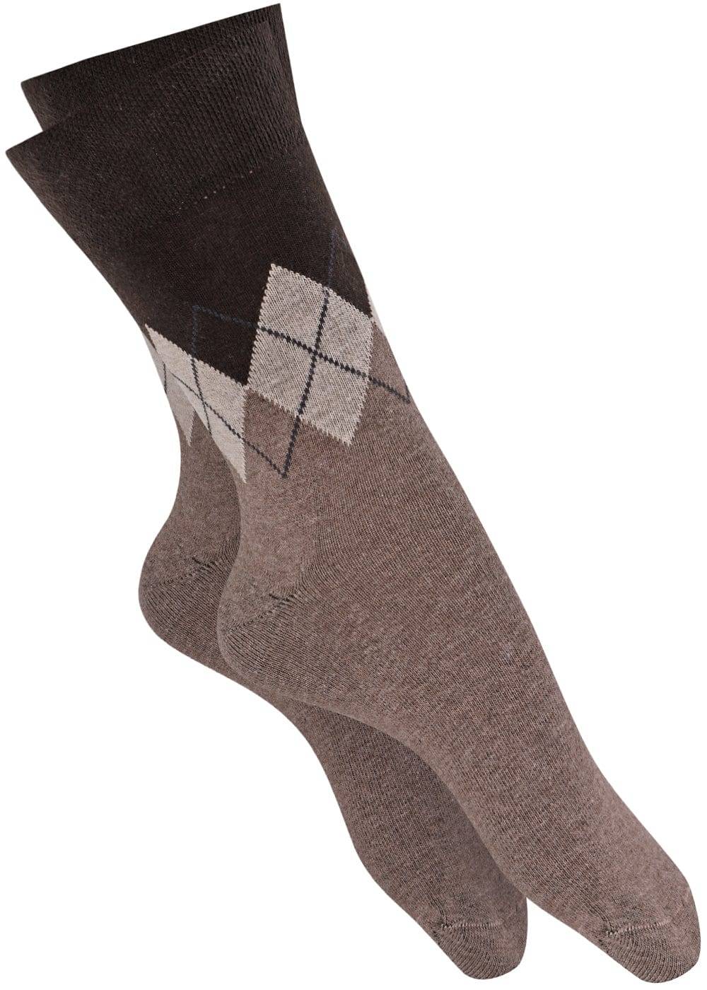 KB Socken Herrensocken mit Rombenmotiv Braun - 3 Paar Speichern exportieren