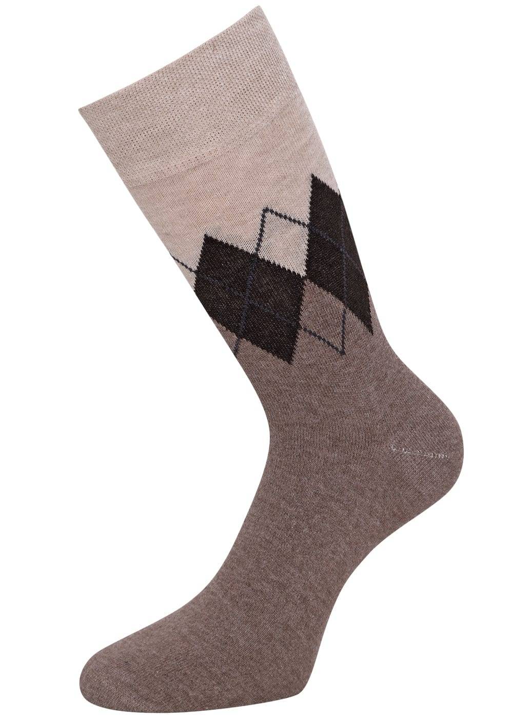 KB Socken Herrensocken mit Rombenmotiv Braun - 3 Paar Speichern exportieren