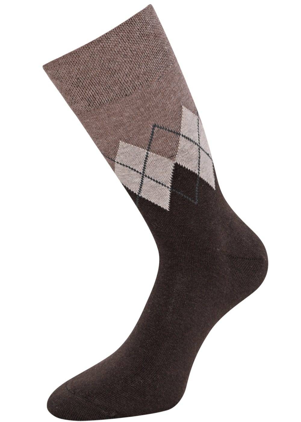 KB Socken Herrensocken mit Rombenmotiv Braun - 3 Paar Speichern exportieren