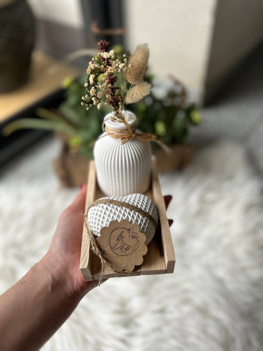 KB Socken Deko Vase Herz Handmade Geschenk Fabrikverkauf