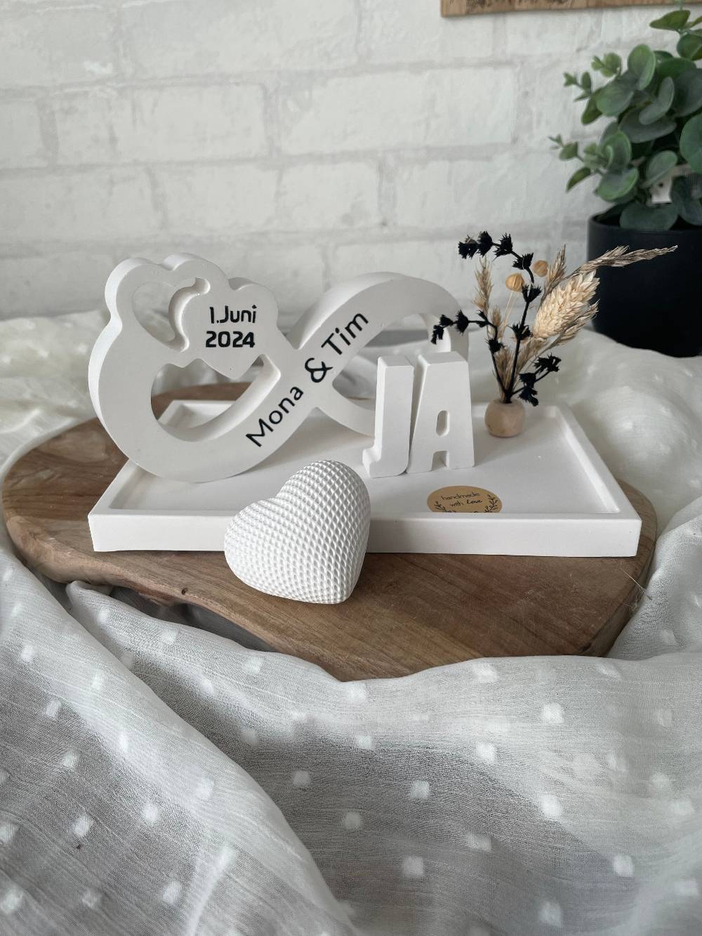 KB Socken Unendlichkeitszeichen, Endlosschleife personalisiert Hochzeit, Jahrestag, , Verlobung,Pärchen, Goldene Hochzeit, Keraflott Tablett Set,Boho Limitierter Zeitrabatt