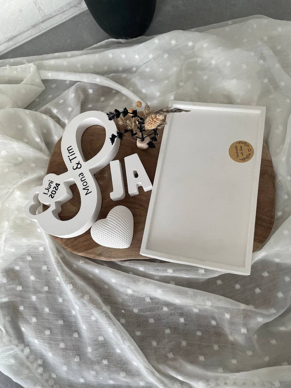 KB Socken Unendlichkeitszeichen, Endlosschleife personalisiert Hochzeit, Jahrestag, , Verlobung,Pärchen, Goldene Hochzeit, Keraflott Tablett Set,Boho Limitierter Zeitrabatt