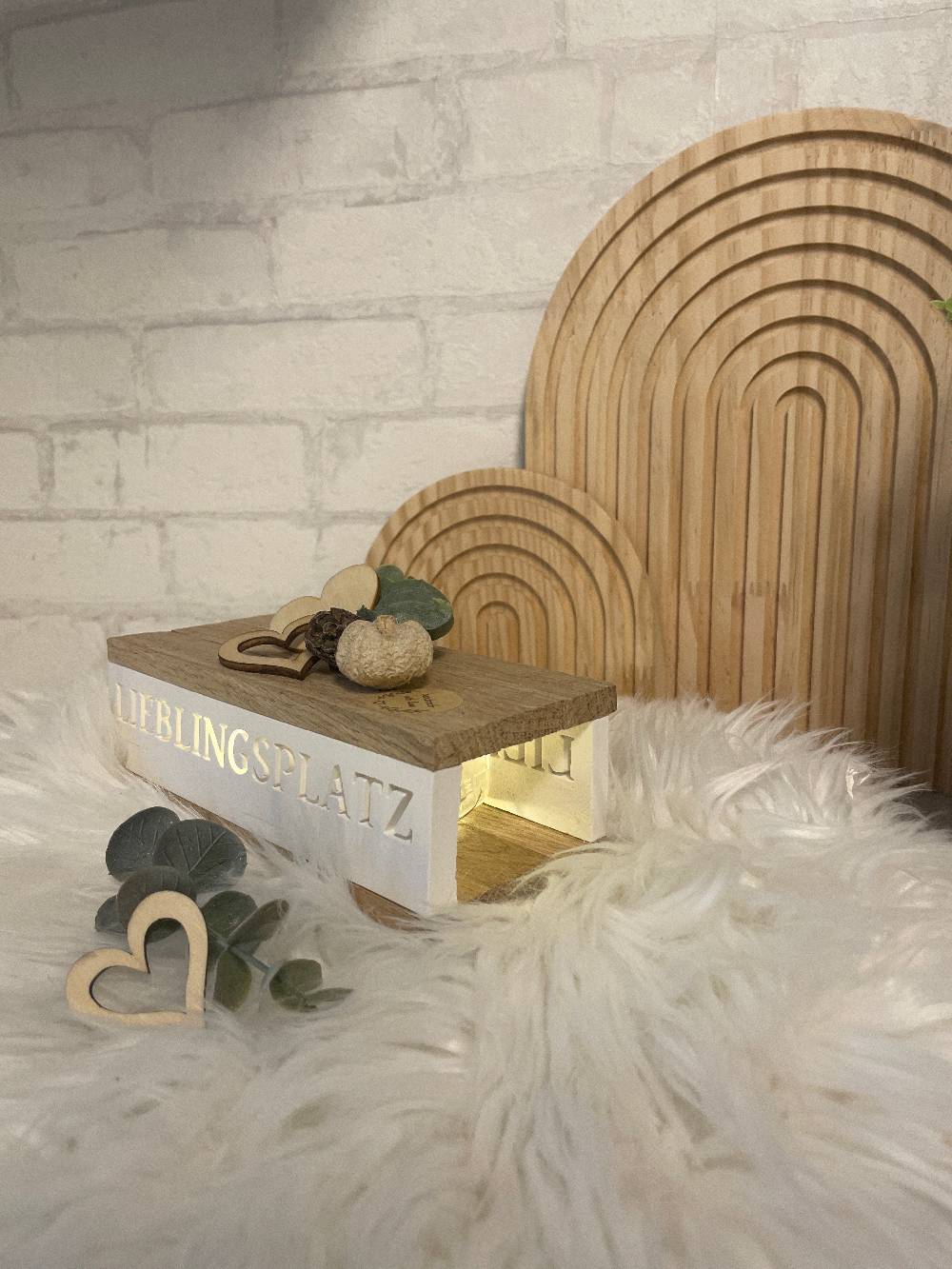 KB Socken Lichtbox aus Holzklötzchen, Lieblingsplatz, Keraflott Deko Lichtleiste, Geschenk, Boho Deko, Keraflott Geschenkidee, Lightbox, Home Deko Günstig kaufen