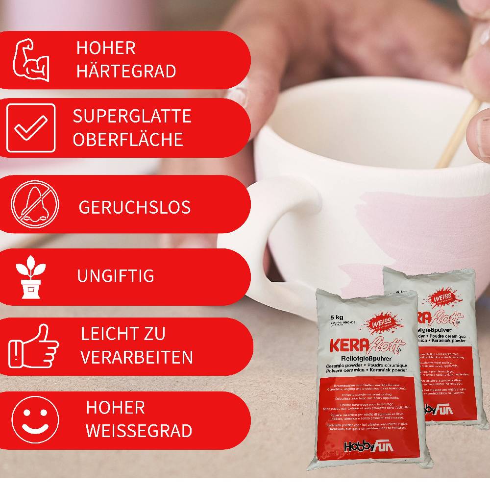 KB Socken KERAflott Reliefgießpulver weiß 2 x 5 kg Sack mit Gipsbecher Online Shopping