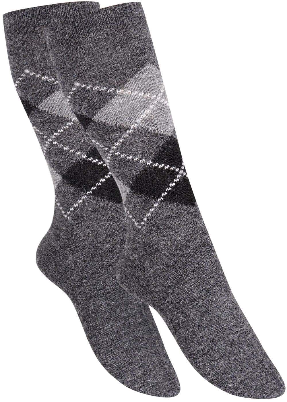 KB Socken Wollsocken mit Rautenmuster Braun / Anthrazit - 2 Paar Auslauf