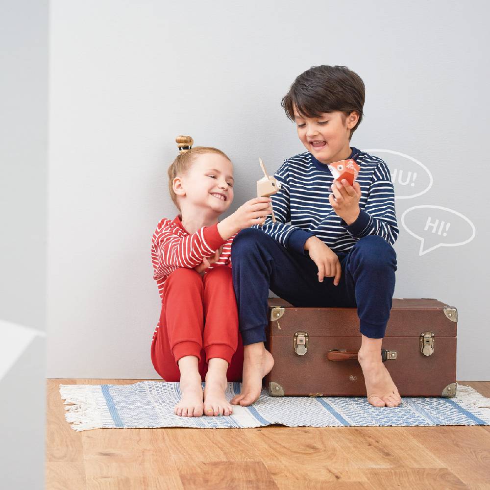 LIVING CRAFTS - Kinderschlafanzug - White/Navy Striped Valentinstagsangebot