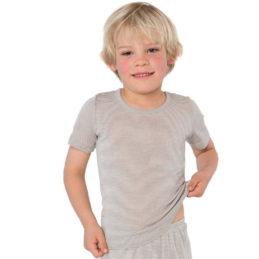 LIVING CRAFTS - Kurzarm-Shirt - Grey/Natural Striped Räumungsverkauf