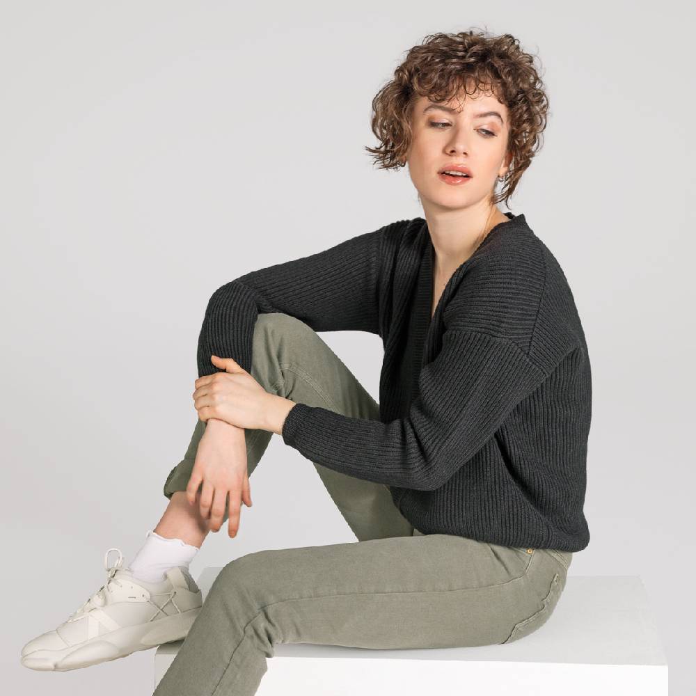 LIVING CRAFTS ALFREY - Strickjacke boxy - Off Black Sonderangebot