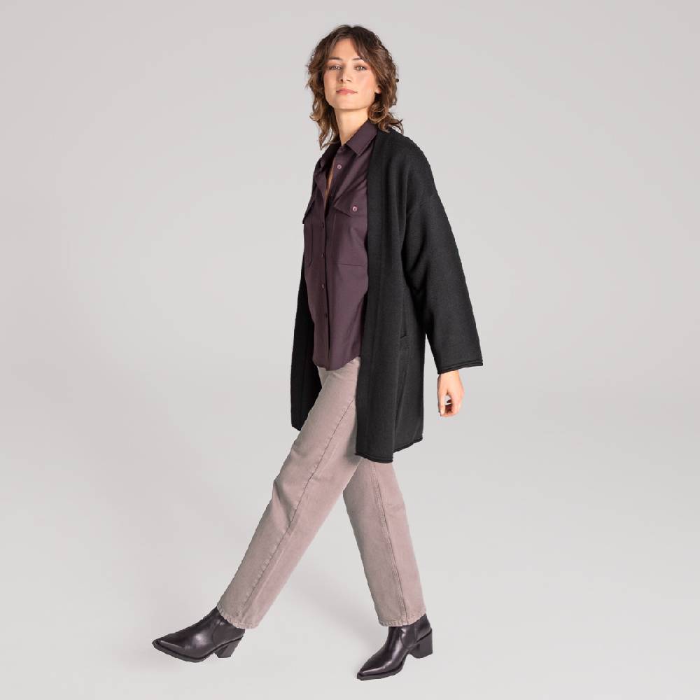 LIVING CRAFTS ANIEK - Strickjacke lang - Off Black Preisnachlass