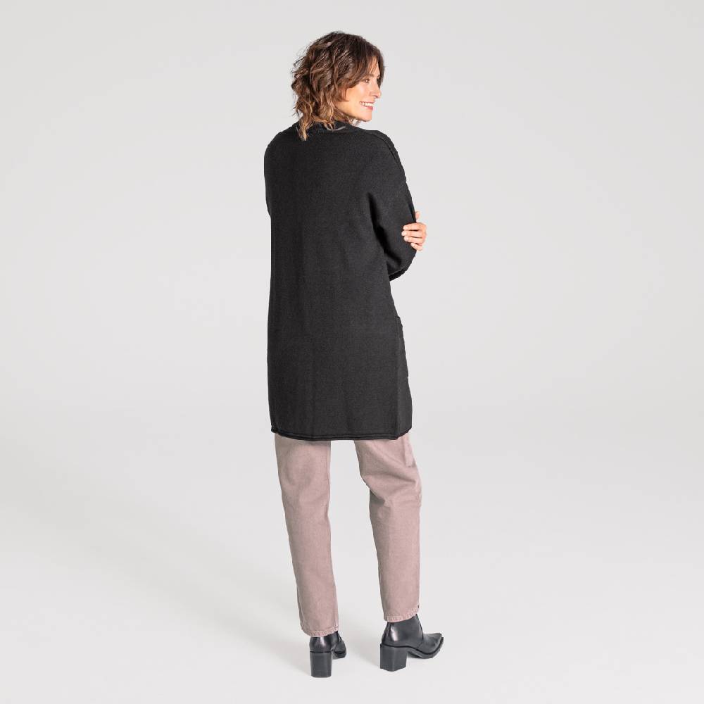 LIVING CRAFTS ANIEK - Strickjacke lang - Off Black Preisnachlass