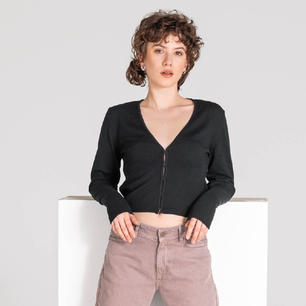 LIVING CRAFTS ALIZEE - Strickjacke - Off Black Black Friday