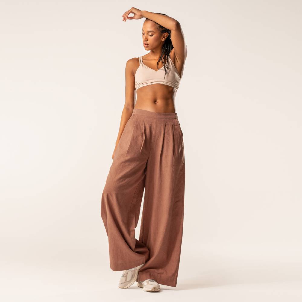 LIVING CRAFTS DUYEN - Weite Bundfaltenhose - Brown Räumungsverkauf
