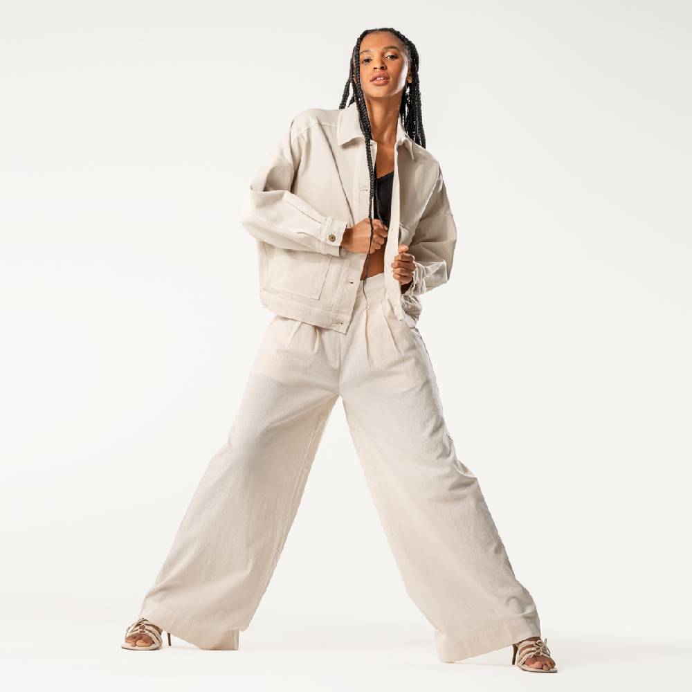 LIVING CRAFTS DUYEN - Weite Bundfaltenhose - Sand Kauf eins, bekomm eins gratis