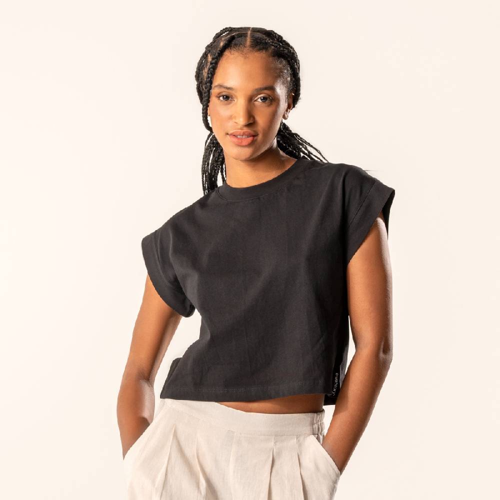 LIVING CRAFTS DANBI - Boxy T-Shirt - Black Letzte 3 Tage