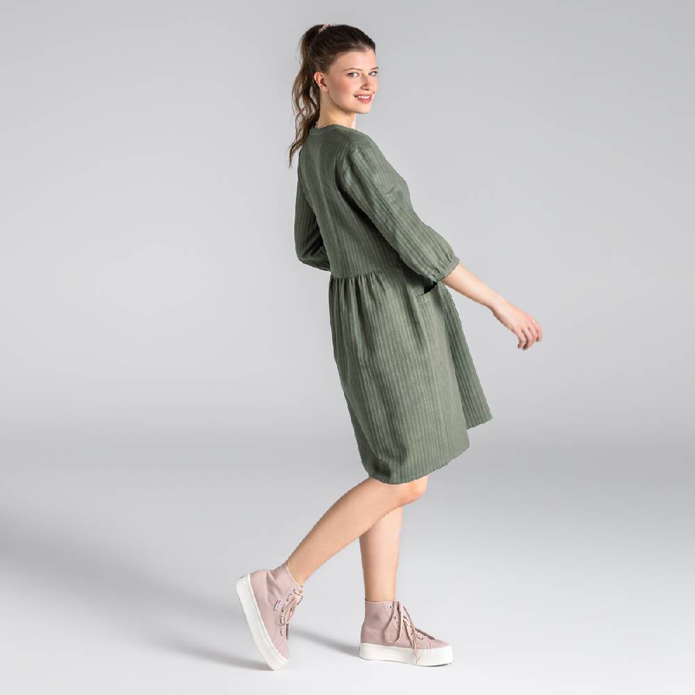 LIVING CRAFTS BLOSWEN - Seersucker Kleid - Khaki Discount Store für neue Produkte