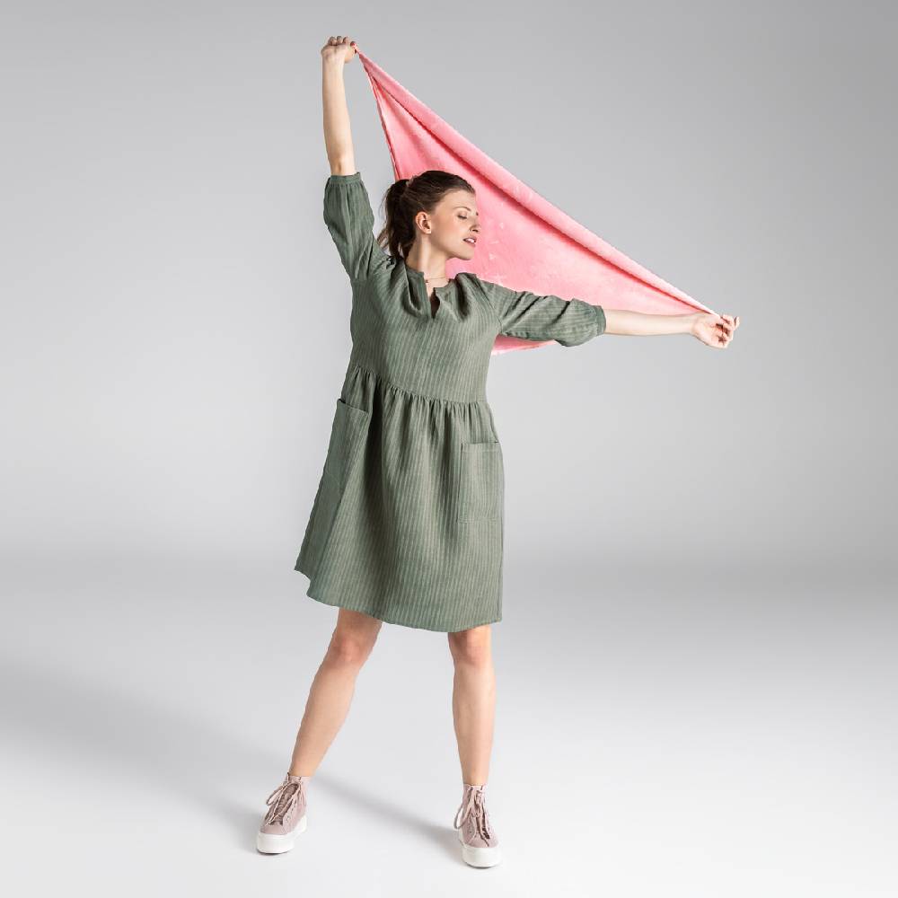 LIVING CRAFTS BLOSWEN - Seersucker Kleid - Khaki Discount Store für neue Produkte