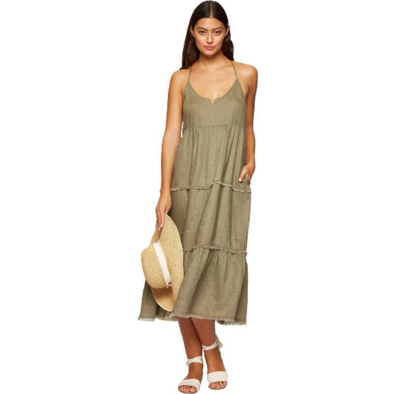NEUHEITEN Gestuftes Kleid Olive Limitierter Zeitrabatt