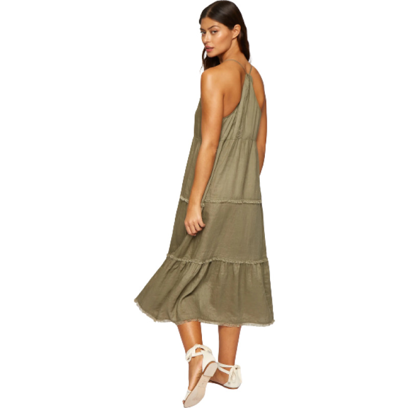 NEUHEITEN Gestuftes Kleid Olive Limitierter Zeitrabatt