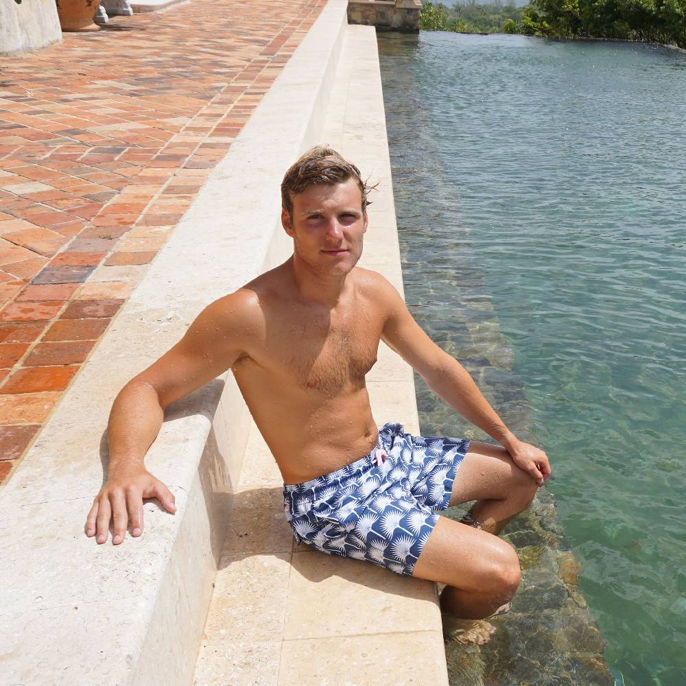 HERREN Badehose Palme in dunkelblau Bis zu 65% Rabatt