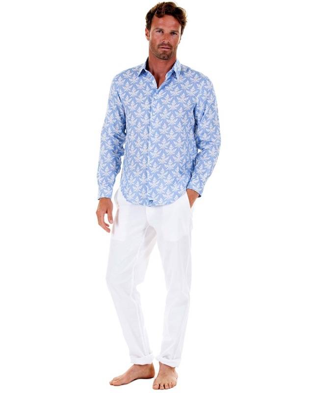 HERREN Leinenhemd Papaya blau Speichern exportieren