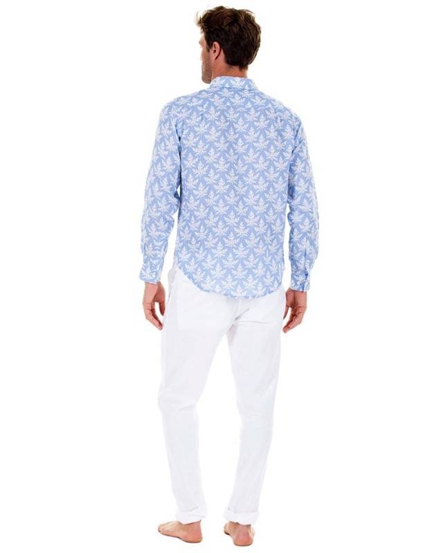 HERREN Leinenhemd Papaya blau Speichern exportieren