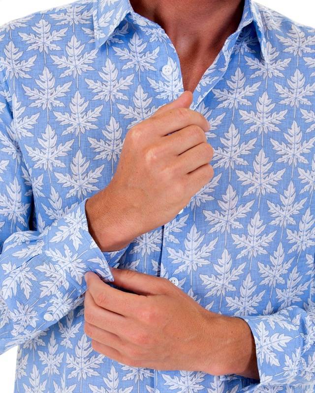 HERREN Leinenhemd Papaya blau Speichern exportieren