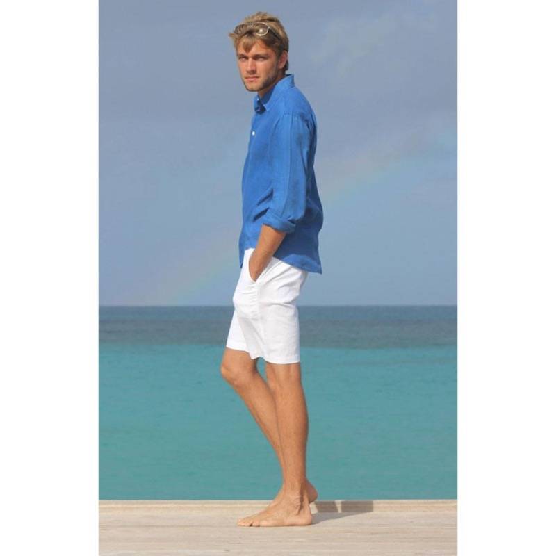 HERREN Leinen Short weiß Rabatte dieses Monats