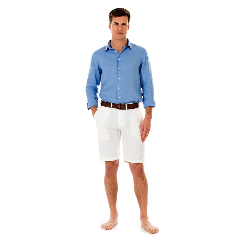 HERREN Leinen Short weiß Rabatte dieses Monats