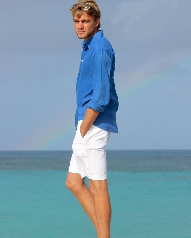 HERREN Leinenhemd in blau 2025