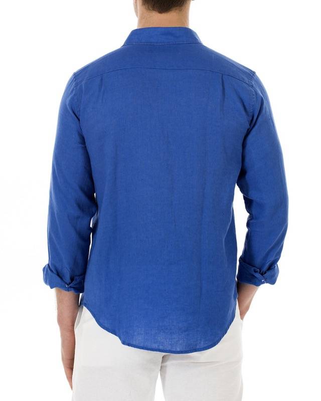 HERREN Leinenhemd in blau 2025