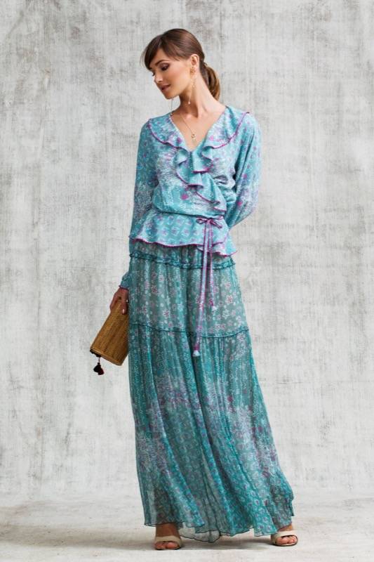SALE Elise Wickel-Bluse in Green Butterfly Rabatt