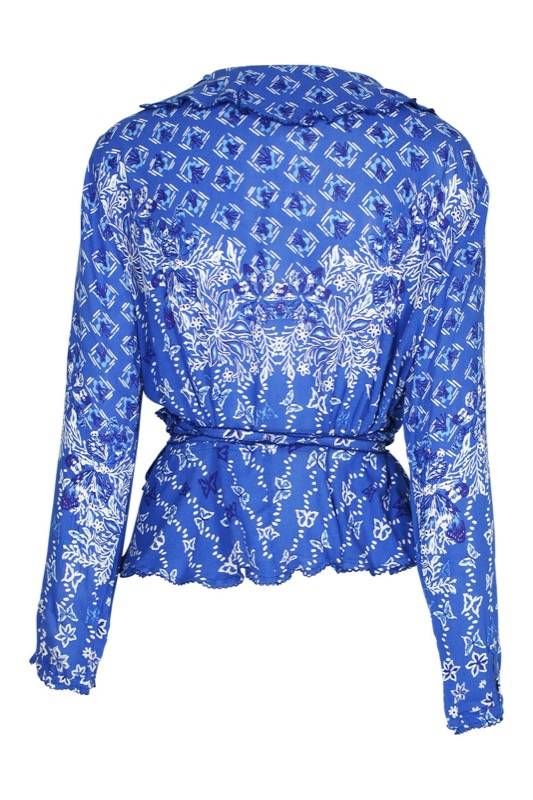 SALE Elise Wickel-Bluse in Blue Butterfly Versandkostenfrei
