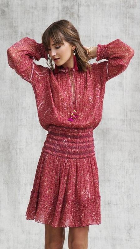 SALE Clara Minikleid in Red Geo Flower Großer Ausverkauf