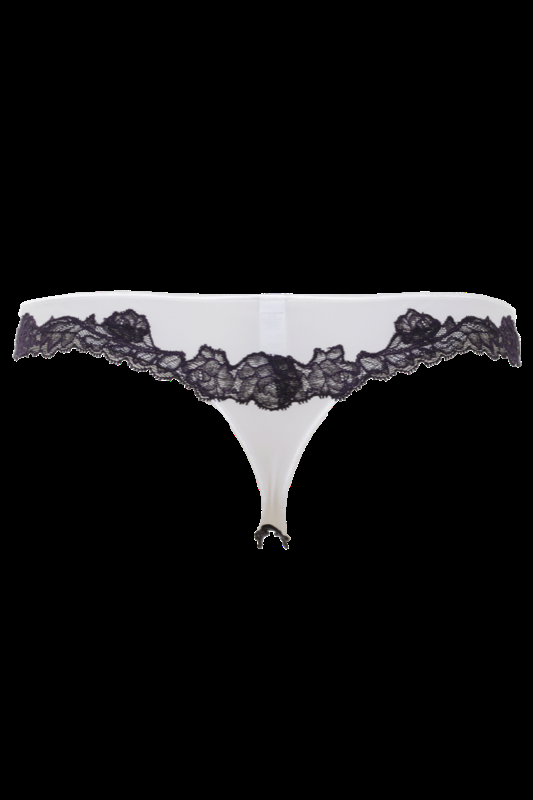 LINGERIE Boston String in Off-Weiß mit navyfarbener Spitze Bis zu 55% Rabatt