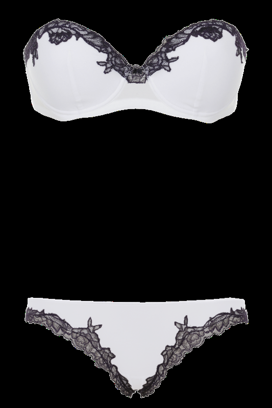 LINGERIE Boston String in Off-Weiß mit navyfarbener Spitze Bis zu 55% Rabatt