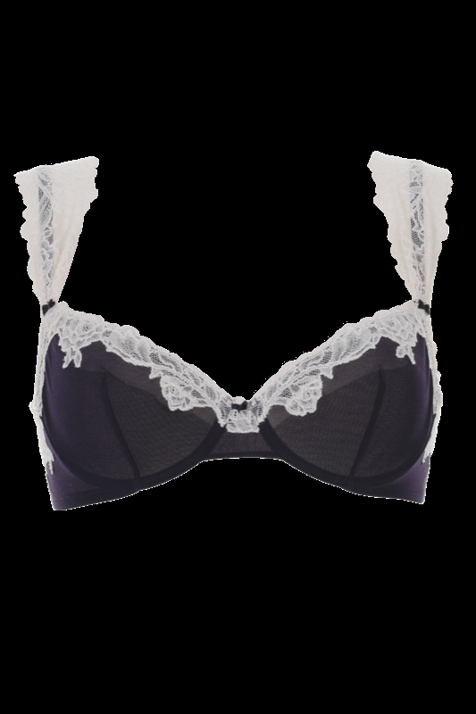 LINGERIE Ungefütterter Bügel-BH in Navy mit puderfarbener Spitze 50% Rabatt mit kostenlosem Versand