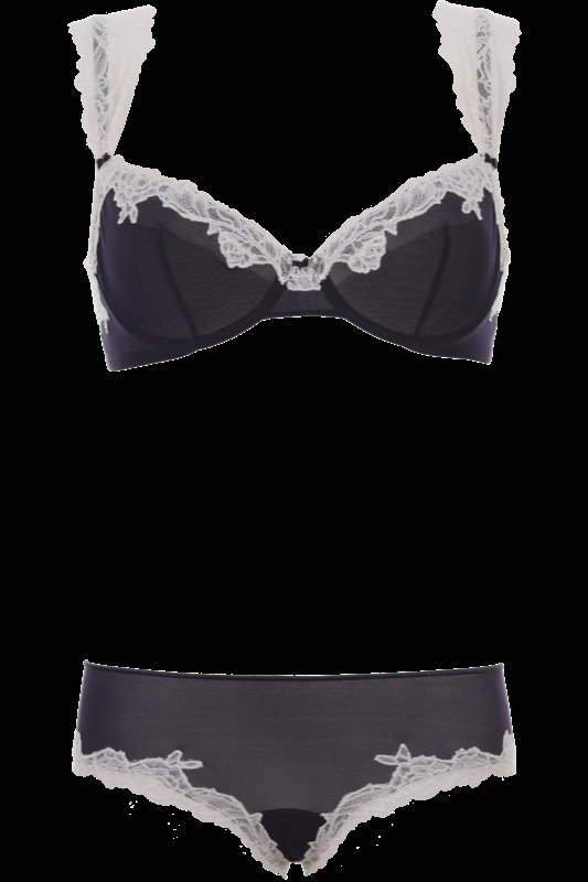 LINGERIE Ungefütterter Bügel-BH in Navy mit puderfarbener Spitze 50% Rabatt mit kostenlosem Versand