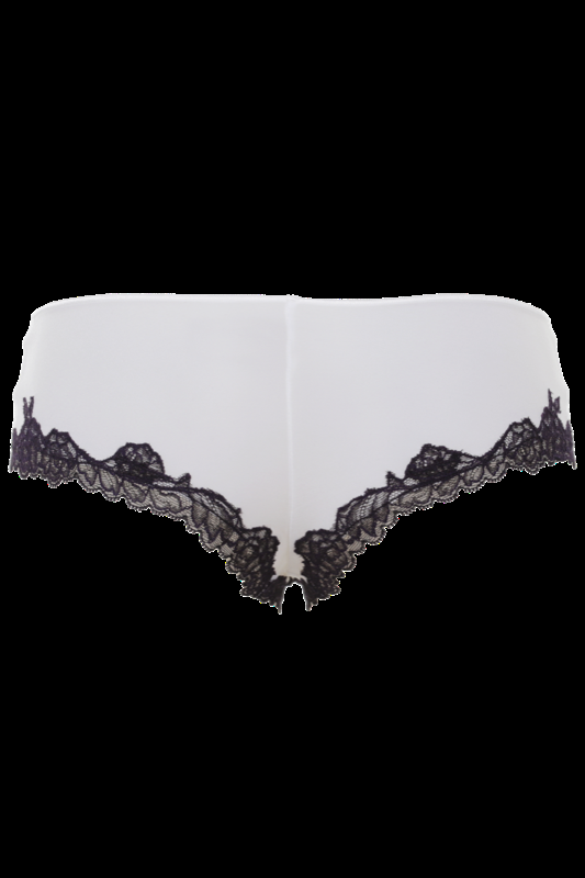 LINGERIE Baltimora Panty in Off-Weiß mit navyfarbener Spitze zollfrei