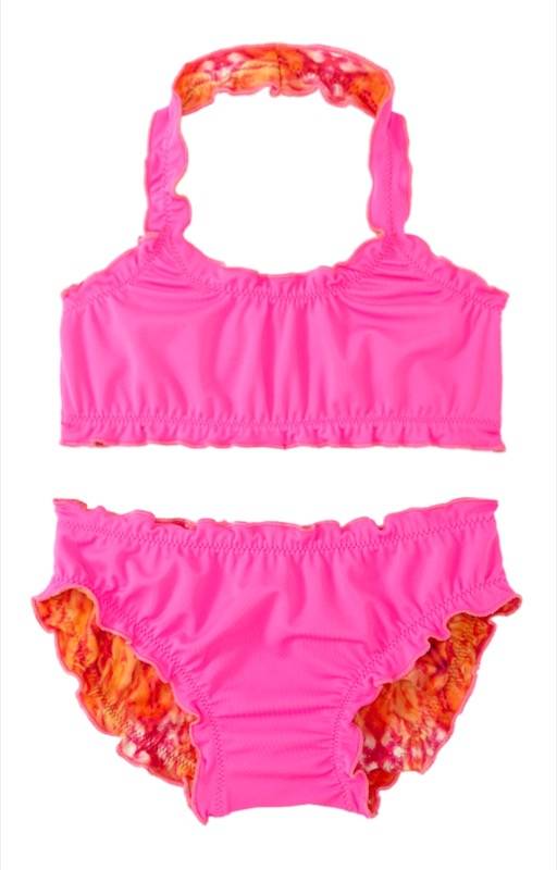 KINDER Girls Clara Triangle Bikini Coral Print 50% Rabatt mit kostenlosem Versand