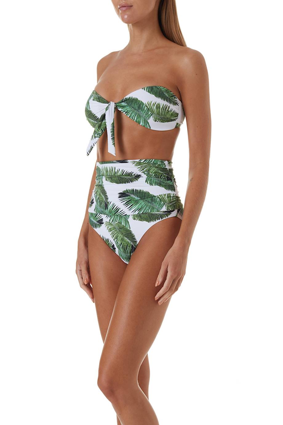 SALE Caribe Padded Bandeau Bikini Palm White Online Shopping