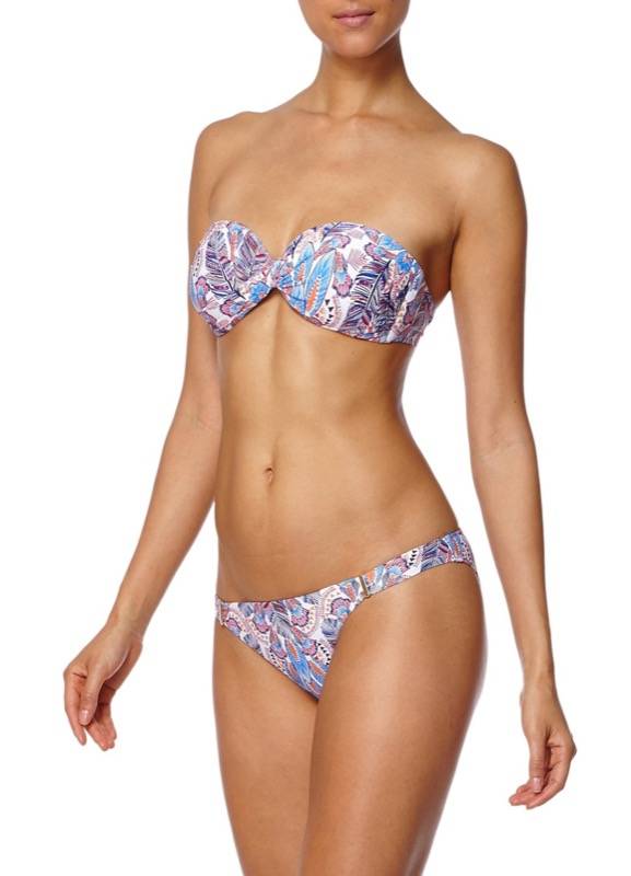 SALE Martinique Padded Bandeau Bikini mit Feder-Print Black Friday