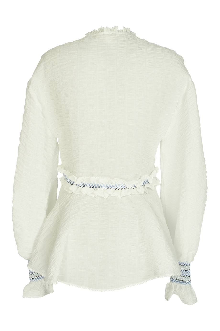 SALE Gesmoktes V-Top in weiß Fabrikverkauf