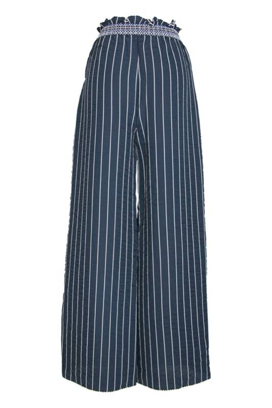 SALE Gesmokte Hose mit Schlitz in dunkelblau Fabrik Onlineshop