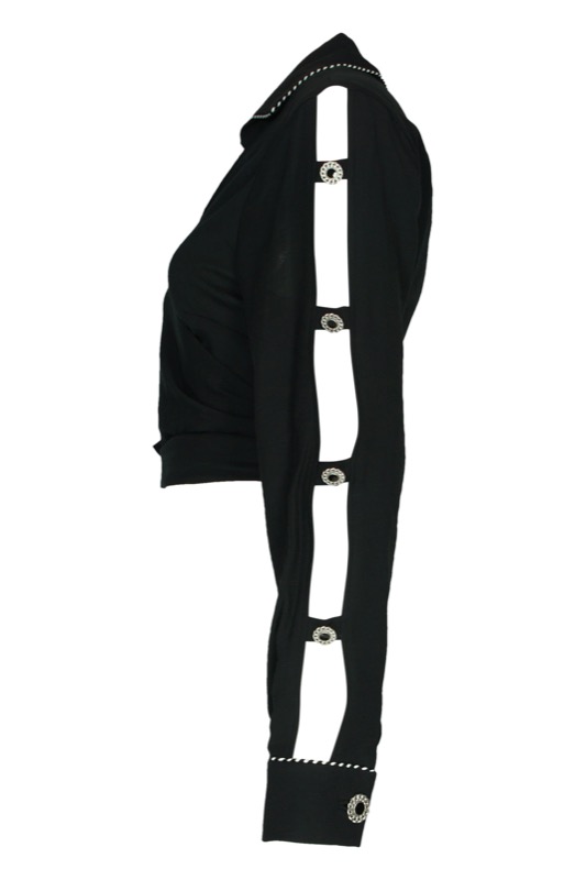SALE Piped Luxe Wickelbluse schwarz Sonderangebot