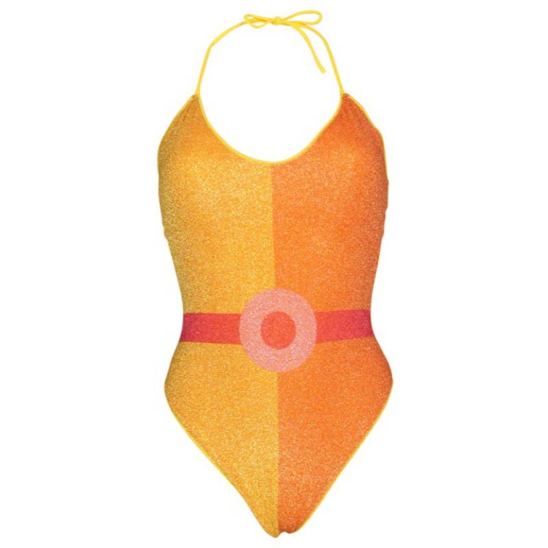 SALE Lurex Padded Badeanzug Gelb