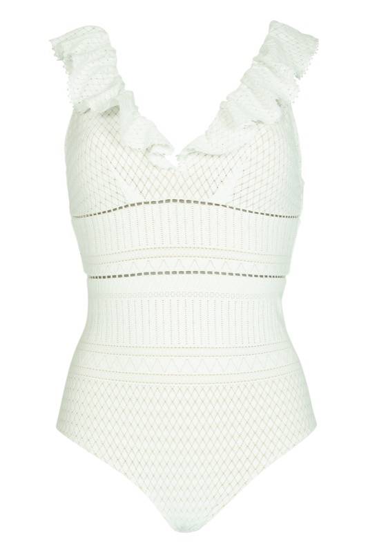 SALE Badeanzug aus Spitze mit Rüschen Osterangebot